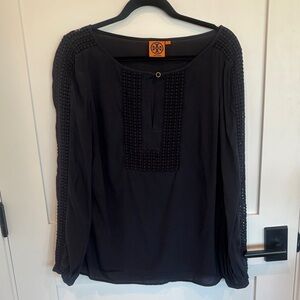 Tory Burch Navy silk Blouse with Textured Details